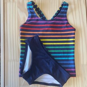 Primary Rainbow Striped Kids Tankini